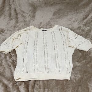 Express Cream Openwork Knit Blouse